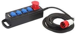 ЭРА Удлинитель силовой ЭРА IND380-U-5e-5x2,5-10m-IP44 380В на каучуковой колодке 5 розеток 1xCEE 5P/4xSCHUKO 10м КГ 5x2,5 Б0057316