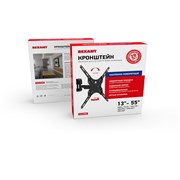Кронштейн для телевизора 13"- 55" дюймов, наклонно-поворотный серия HOME Rexant 38-0332