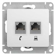 GLOSSA РОЗЕТКА двойная RJ11+RJ45, кат.5E, БЕЛЫЙ