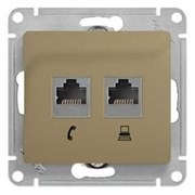 GLOSSA РОЗЕТКА двойная RJ11+RJ45, кат.5E, ТИТАН