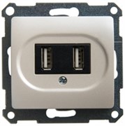 GLOSSA USB РОЗЕТКА, 5В /1400 мА, 2 х 5В /700 мА, механизм, ПЕРЛАМУТРОВЫЙ