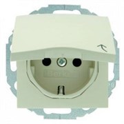 Розетка с заземляющими контактами, с откидной крышкой, кремовый 47448982