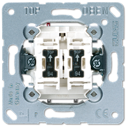 Механизм выключателя двухклавишного с подсветкой, 10 А / 250 В Jung A500 Белый 505u5