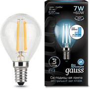 Gauss Лампа Filament Шар 7W 580lm 4100К Е14 шаг. диммирование LED 105801207-S Gauss Лампа Filament Шар 7W 580lm 4100К Е14 шаг. диммирование LED 105801207-S