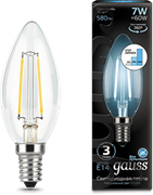 Лампа Gauss LED Filament Candle E14 7W 4100К step dimmable 1/10/50