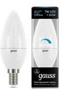 Gauss Лампа Свеча 7W 590lm 4100К Е14 диммируемая LED 103101207-D Gauss Лампа Свеча 7W 590lm 4100К Е14 диммируемая LED 103101207-D