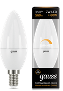 Gauss Лампа Свеча 7W 560lm 3000К Е14 диммируемая LED 103101107-D Gauss Лампа Свеча 7W 560lm 3000К Е14 диммируемая LED 103101107-D