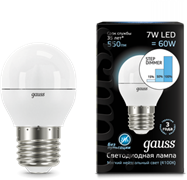 Gauss Лампа Шар 7W 550lm 4100K Е27 шаг. диммирование LED 105102207-S Gauss Лампа Шар 7W 550lm 4100K Е27 шаг. диммирование LED 105102207-S