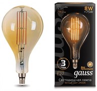 Gauss Лампа Filament А160 8W 780lm 2400К Е27 golden straight LED 149802008 Gauss Лампа Filament А160 8W 780lm 2400К Е27 golden straight LED 149802008