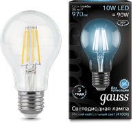 Gauss Лампа Filament А60 10W 970lm 4100К Е27 LED 102802210 Gauss Лампа Filament А60 10W 970lm 4100К Е27 LED 102802210