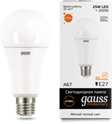 Gauss Лампа Elementary A67 25W 2000lm 3000K E27 LED 73215 Gauss Лампа Elementary A67 25W 2000lm 3000K E27 LED 73215