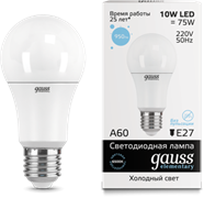 Gauss Лампа Elementary A60 10W 950lm 6500K Е27 LED 23230 Gauss Лампа Elementary A60 10W 950lm 6500K Е27 LED 23230
