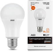 Gauss Лампа Elementary A60 12W 1130lm 3000K E27 LED 23212 Gauss Лампа Elementary A60 12W 1130lm 3000K E27 LED 23212