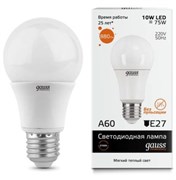 Gauss Лампа Elementary A60 10W 880lm 3000K Е27 LED 23210 Gauss Лампа Elementary A60 10W 880lm 3000K Е27 LED 23210