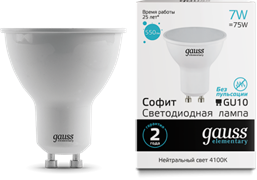 Gauss Лампа Elementary MR16 7W 550lm 4100К GU10 LED 13627 Gauss Лампа Elementary MR16 7W 550lm 4100К GU10 LED 13627