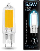 Лампа Gauss LED G4 AC220-240V 5.5W 4100K Glass 1/10/200