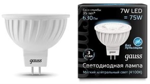 Gauss Лампа MR16 7W 630lm 4100K GU5.3 LED 101505207 Gauss Лампа MR16 7W 630lm 4100K GU5.3 LED 101505207
