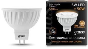 Gauss Лампа MR16 5W 500lm 3000K GU5.3 LED 101505105 Gauss Лампа MR16 5W 500lm 3000K GU5.3 LED 101505105