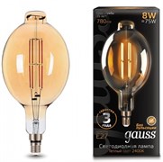 Gauss Лампа Filament BT180 8W 780lm 2400К Е27 golden straight LED 151802008
