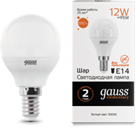 Gauss Лампа Elementary Шар 12W 880lm 3000K Е14 LED 53112 Gauss Лампа Elementary Шар 12W 880lm 3000K Е14 LED 53112