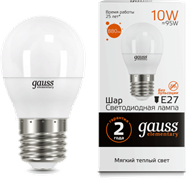 Gauss Лампа Elementary Шар 10W 710lm 3000K Е27 LED 53210