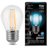 Лампа Gauss LED Filament Globe E27 9W 4100K 1/10/50