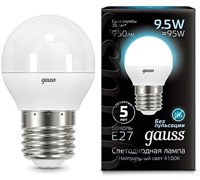 Лампа Gauss LED Globe E27 9.5W 4100K 1/10/50