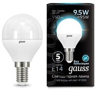 Лампа Gauss LED Globe E14 9.5W 4100K 1/10/50