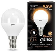 Gauss Лампа Шар 9.5W 890lm 3000K E14 LED 105101110 Gauss Лампа Шар 9.5W 890lm 3000K E14 LED 105101110