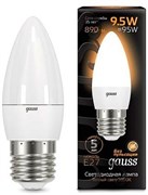 Лампа Gauss LED Candle E27 9.5W 3000К 1/10/50