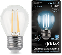 Gauss Лампа Filament Шар 7W 580lm 4100К Е27 LED 105802207