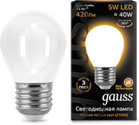 Лампа Gauss LED Filament Globe OPAL E27 5W 2700K 1/10/50