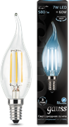 Лампа Gauss LED Filament Candle tailed E14 7W 4100К 1/10/50