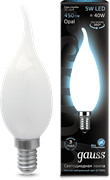 Gauss Лампа Filament Свеча на ветру 5W 450lm 4100К Е14 milky LED 104201205 Gauss Лампа Filament Свеча на ветру 5W 450lm 4100К Е14 milky LED 104201205