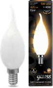 Gauss Лампа Filament Свеча на ветру 5W 420lm 2700К Е14 milky LED 104201105 Gauss Лампа Filament Свеча на ветру 5W 420lm 2700К Е14 milky LED 104201105