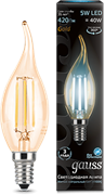 Gauss Лампа Filament Свеча на ветру 5W 420lm 4100К Е14 golden LED 104801805 Gauss Лампа Filament Свеча на ветру 5W 420lm 4100К Е14 golden LED 104801805