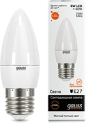 Gauss Лампа Elementary Свеча 6W 420lm 3000K Е27 LED 33216