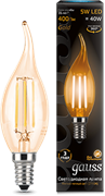 Gauss Лампа Filament Свеча на ветру 5W 400lm 2700К Е14 golden LED 104801005 Gauss Лампа Filament Свеча на ветру 5W 400lm 2700К Е14 golden LED 104801005