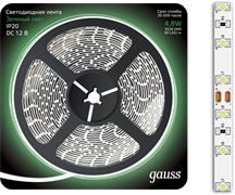 Gauss Лента LED 2835 -SMD 4.8W 12V DC зеленый (блистер 5м) 312000605 Gauss Лента LED 2835 -SMD 4.8W 12V DC зеленый (блистер 5м) 312000605