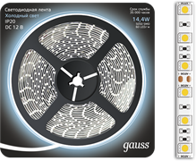 Gauss Лента LED 5050 -SMD 14.4W 12V DC холодный белый (блистер 5м) 312000314 Gauss Лента LED 5050 -SMD 14.4W 12V DC холодный белый (блистер 5м) 312000314