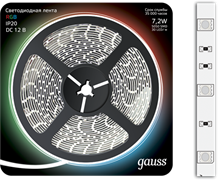 Gauss Лента LED 5050-SMD 7.2W 12V DC RGB (блистер 5м) 312000407 Gauss Лента LED 5050-SMD 7.2W 12V DC RGB (блистер 5м) 312000407