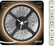Gauss Лента LED 5050 -SMD 14.4W 12V DC теплый белый (блистер 5м) 312000114 Gauss Лента LED 5050 -SMD 14.4W 12V DC теплый белый (блистер 5м) 312000114