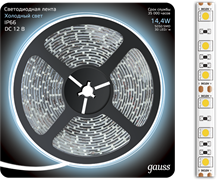 Gauss Лента LED 5050 -SMD 14.4W 12V DC холодный белый IP66 (блистер 5м) 311000314 Gauss Лента LED 5050 -SMD 14.4W 12V DC холодный белый IP66 (блистер 5м) 311000314