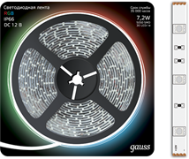 Gauss Лента LED 5050-SMD 7.2W 12V DC RGB IP66 (блистер 5м) 311000407 Gauss Лента LED 5050-SMD 7.2W 12V DC RGB IP66 (блистер 5м) 311000407