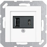 USB розетка для зарядки мобильных устройств тип А и USB тип С макс.3000 мА, белый