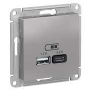 USB розетка зарядка 2 порта 5B 2,4А ATN000339 Schneider Electric Atlas Design