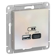 USB розетка зарядка 2 порта 5B 2,4А ATN000439 Schneider Electric Atlas Design