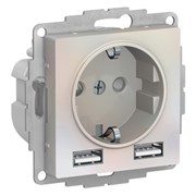 Розетка 220 с 2 USB 2 порта 5B 2,4А ATN000430 Schneider Electric Atlas Design