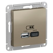 USB розетка зарядка 2 порта 5B 2,4А ATN000539 Schneider Electric Atlas Design