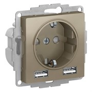 Розетка 220 с 2 USB 2 порта 5B 2,4А ATN000530 Schneider Electric Atlas Design